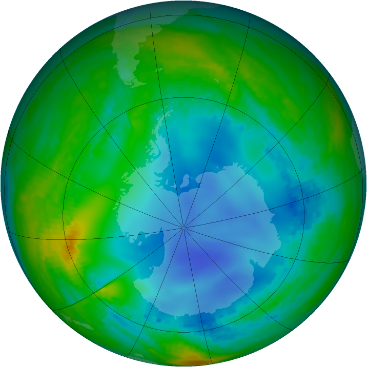 Antarctic ozone map for 22 July 2003